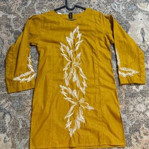 Mustard Yellow Embroidered Top  (new)